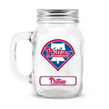 PHILADELPHIA PHILLIES GLASS MASON JAR w/chocolate baseballs